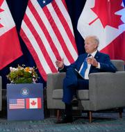 Kanadas premiärminister Justin Trudeau och USA:s president Joe Biden. Evan Vucci / AP