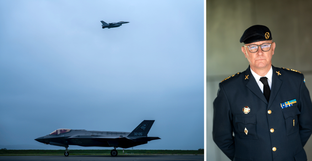 En F-35 och en Jas Gripen under Arctic Challenge Exercise, och överstelöjtnant Johan Huovinen Cornelius Poppe /NTB, Pontus Lundahl /TT