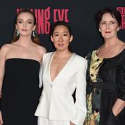 Jodie Comer, Sandra Oh och Fiona Shaw på premiären för ”Killing Eve” säsong två.