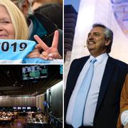 Alberto Fernández och Cristina Fernández de Kirchner. Argentinsk väljare. Börsen i Buenos Aires.