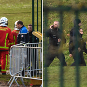 Räddningstjänst och polis vid platsen för attacken.