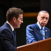 Ulf Kristersson och Recep Tayyip Erdogan. 