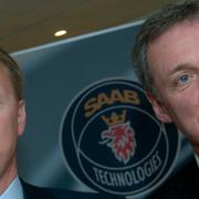 Presskonferens med dåvarande cheferna anledning av Saabs köp av Microwave Systems