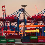  Containers are stored and loaded at Hamburger Hafen und Logistik AG's (HHLA) Container Terminal Burchardkai (CTB), Monday, Aug. 12, 2024, in Hamburg, Germany.