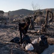 Ruinerna efter lägret Moria, Lesbos, Grekland.