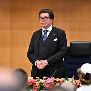 Talman Andreas Norlén vid riksmötets öppnande i riksdagens kammare.