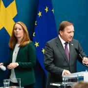 Annie Lööf och Stefan Löfven. 