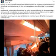 Skärmdump från Mats Gerdaus Facebooksida och en arkivbild på en SL-buss.