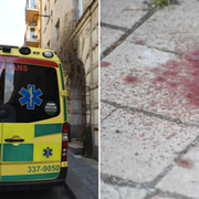 Utanför källarlokalen på Södermalm.