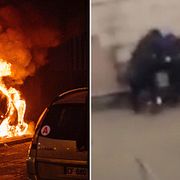 Bilder från protesterna i Paris och övervakningskameran då 22-åringen, identifierad som ”Thheo” grips.