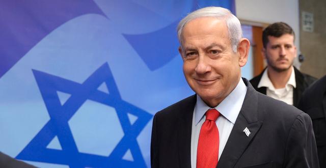 Israels premiärminister Benjamin Netanyahu i samband med ett möte tidigare i dag. Abir Sultan / AP
