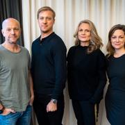 Fredrik Hallgren, Erik ”Jerka” Johansson, Moa Herngren och Emma Peters – stjärnorna i ”Bonusfamiljen”.