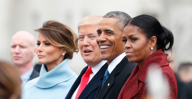 Paret Trump och paret Obama när Trump blev president. Alex Brandon / TT NYHETSBYRÅN