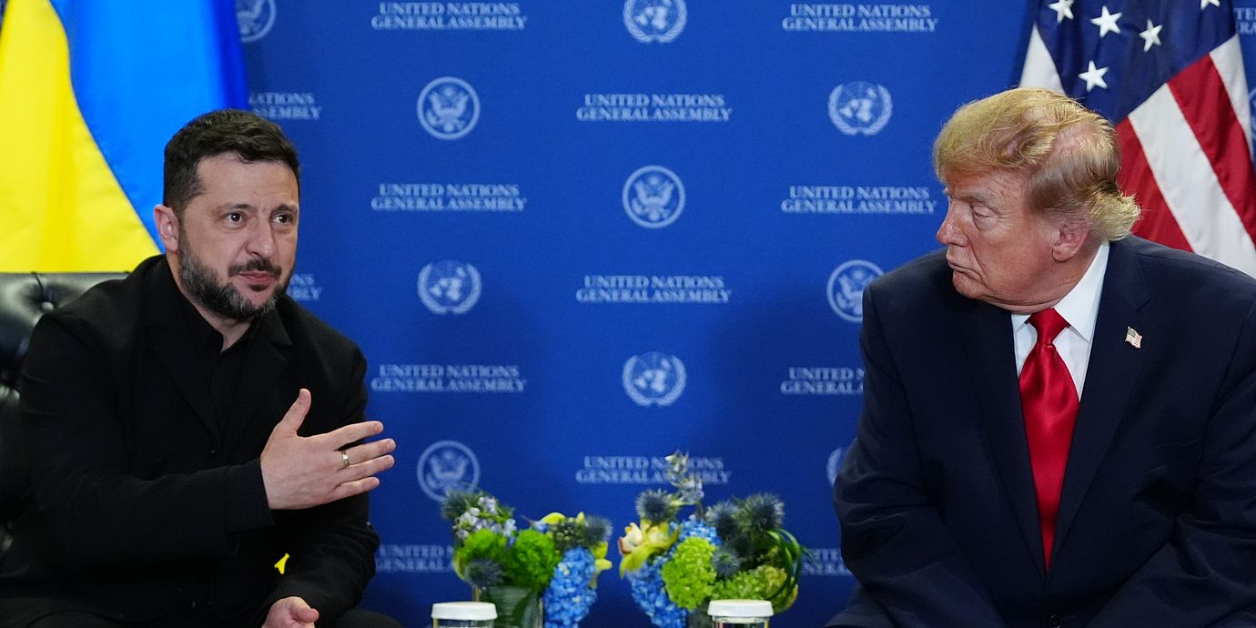  Volodomyr Zelenskyj och Donald Trump under FN:s generalförsamling den 22 september.