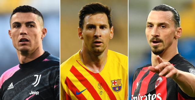Juventus Cristiano Ronaldo, Barcelonas Lionel Messi och Milans Zlatan Ibrahimovic.  Bildbyrån. 
