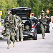 
Polis och räddningstjänst på plats i Fagersta.