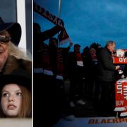 Owen Oyster och Blackpoolfans i protest. 