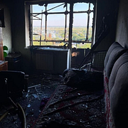 En bild som den militära administrationen i Dnipropetrovsk delat efter Rysslands attack.