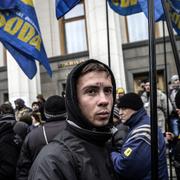 Det ukrainska högerextremistiska partiet Svoboda samlas.