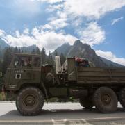 Indiskt militörfordon i Ladakh-regionen, 1 september.