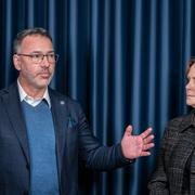 Svenska kraftnäts vd Per Eckemark och tidigare vd Lotta Medelius-Bredhe. 