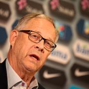 Lars Lagerbäck under onsdagens presskonferens.