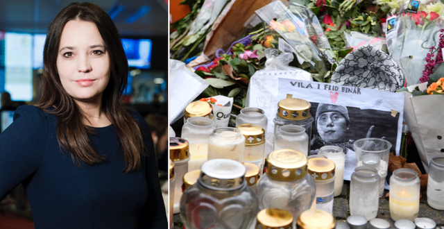 Karin Olsson (pressbild)/Ljus och blommor där Einár mördades.  Expressen/TT